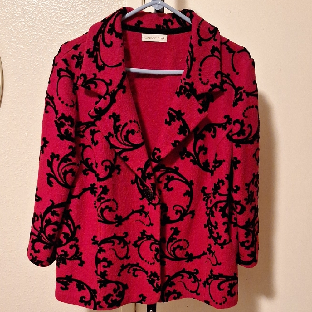 Coldwater Creek Women's Vibrant Red and Black Blazer